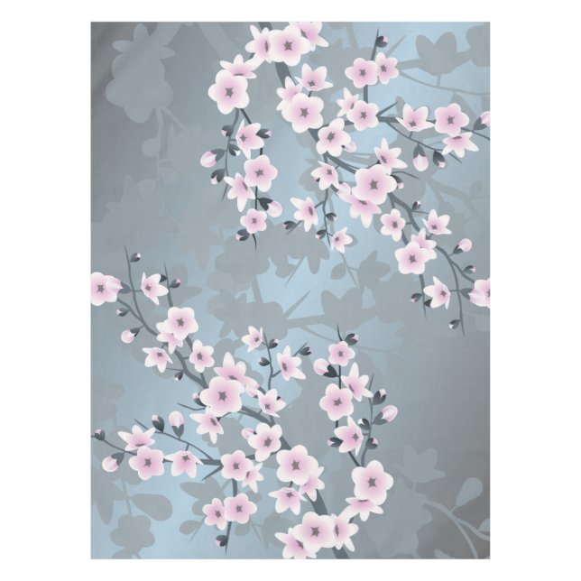 Nappe Fleurs de cerisier Rose Poussiéreux Bleu foncé (Devant)