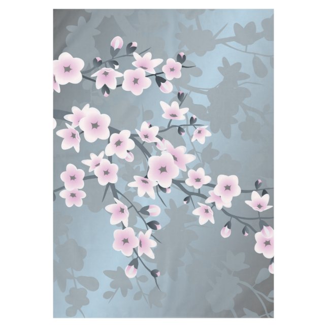 Nappe Fleurs de cerisier Rose Poussiéreux Bleu terne (Devant)