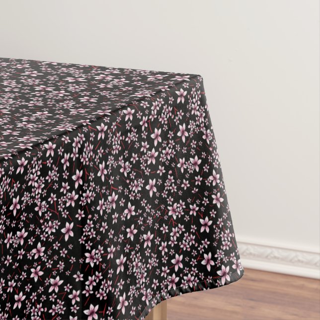 Nappe Fleurs de cerisier roses sur fond noir (In Situ)