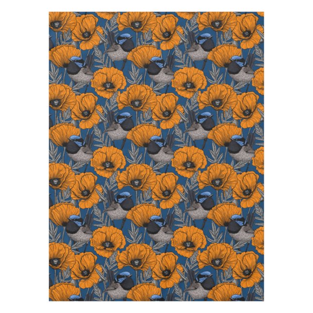 Nappe Fleurs de fleurs et fleurs de pavot orange (Devant)