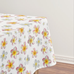 Nappe Fleurs de frangipanier Plumeria rose et blanc sur