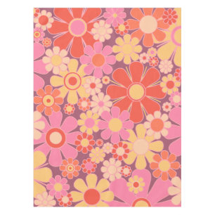 Nappe Fleurs de Jardin Rétro 60s les années 70 Motif ros