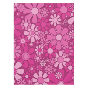 Nappe Fleurs de Jardin Rétro Hot rose Floral 60s les ann