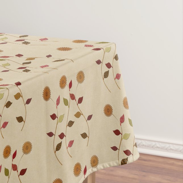 Nappe Fleurs de look lin Feuille Motif (In Situ)