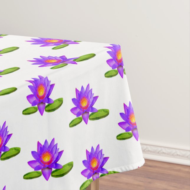 Nappe Fleurs de lotus violettes & nénuphar sur fond blan (In Situ)