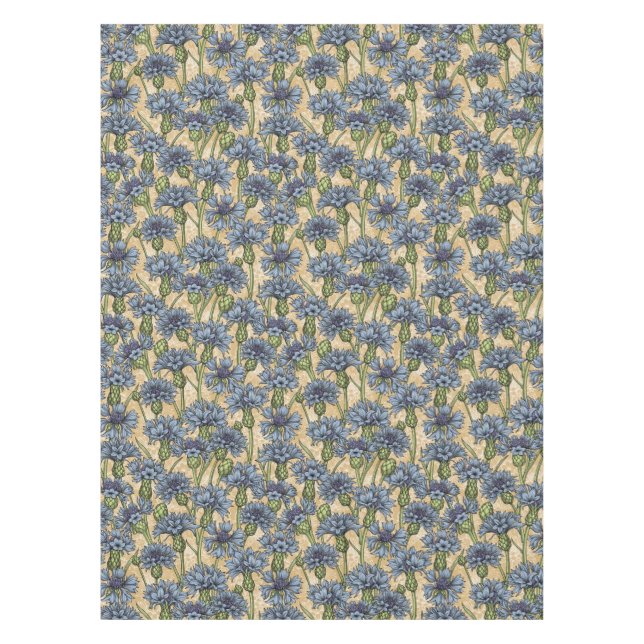 Nappe Fleurs de maïs bleues, fleurs sauvages sur le jaun (Devant)