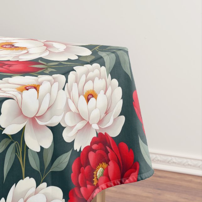 Nappe Fleurs de pivoine rouges et blanches  (In Situ)