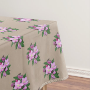 Nappe Fleurs de pommier en or rose clair sur beige chanc