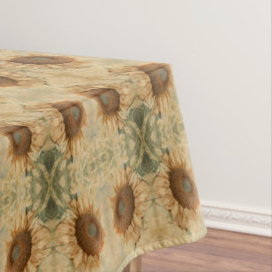 Nappe Fleurs de soleil géantes Jaune Vieux Motif Vintage
