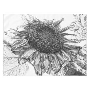 Nappe Fleurs de soleil géantes Vintage Art noir et blan