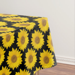 Nappe Fleurs de soleil jaune vif sur noir