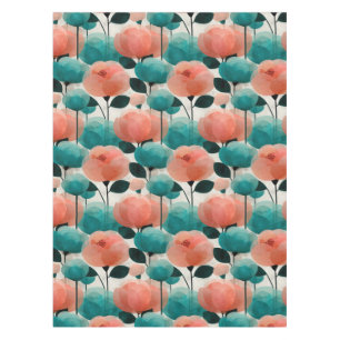 Nappe Fleurs de style vintage aquarelle rose et vert