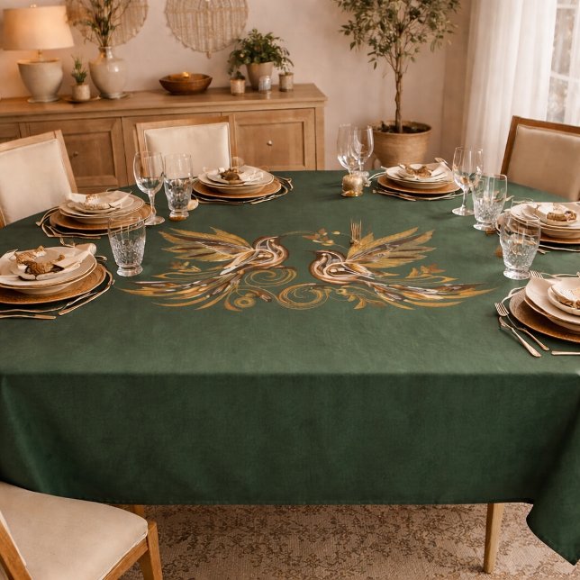 Nappe Fleurs d'oiseau vintage vert (Créateur téléchargé)