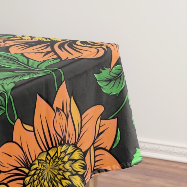 Nappe Fleurs éclatantes jaillissant d'un fond noir (In Situ)