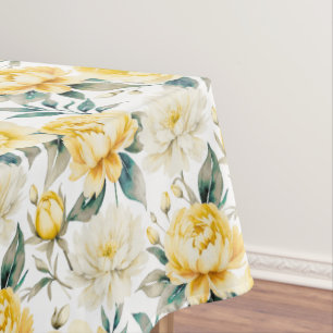 Nappe Fleurs élégantes aquarelle jaune botanique