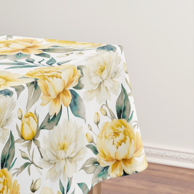 Nappe Fleurs élégantes aquarelle jaune botanique (In Situ)