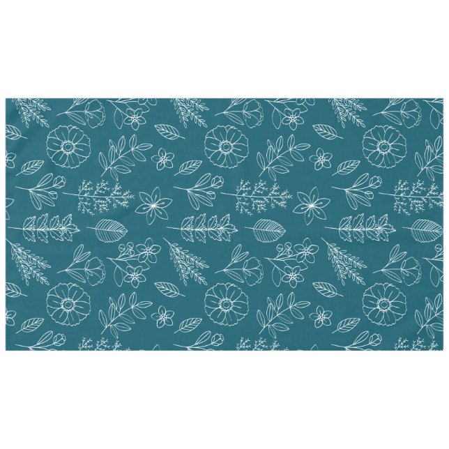Nappe Fleurs élégantes feuillage motif turquoise foncé (Devant (Horizontal))