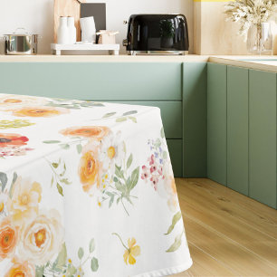 Nappe Fleurs ensoleillées à l'aquarelle motif floral