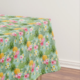Nappe Fleurs et ananas tropicaux