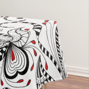 Nappe Fleurs et Coeurs Noirs Et Blancs Élégants