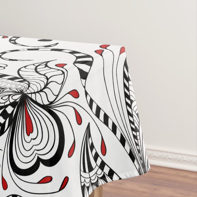 Nappe Fleurs et Coeurs Noirs Et Blancs Élégants (In Situ)