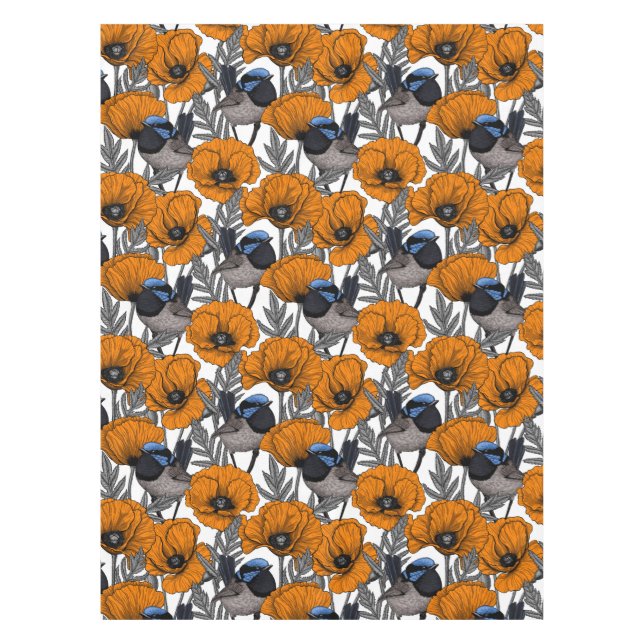 Nappe Fleurs et fleurs de pavot orangé 2 (Devant)