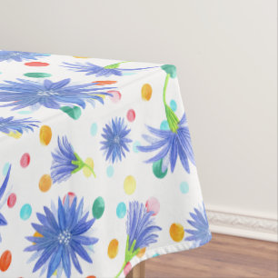 Nappe Fleurs et oeufs de Pâques en bleu