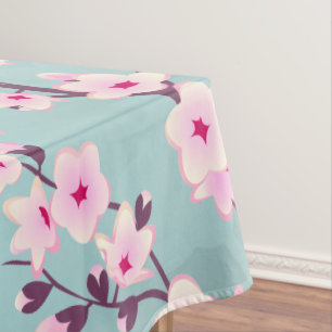 Nappe Fleurs florales de cerisier rose Turquoise