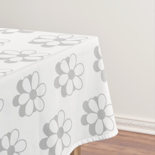 Nappe Fleurs Gris Clair et Blanc sur Fond Blanc (In Situ)