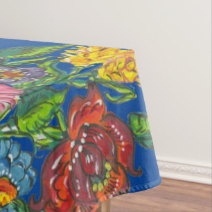 Nappe Fleurs hongroises en bleu profond