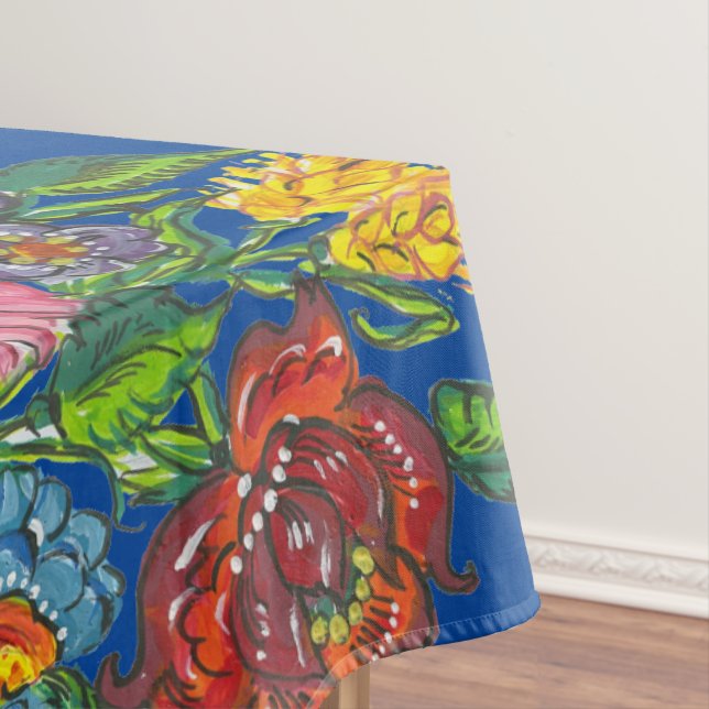 Nappe Fleurs hongroises en bleu profond (In Situ)