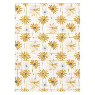 Nappe Fleurs jaunes et blanches - Plaid doré déprimé