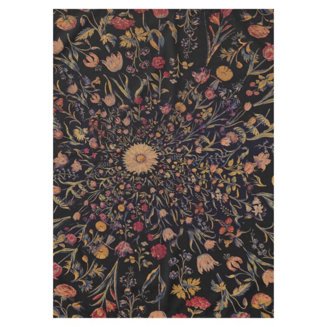 Nappe Fleurs médiévales en noir (Devant)