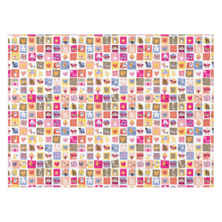 Nappe fleurs mignonnes, oiseaux, motif de carrés de