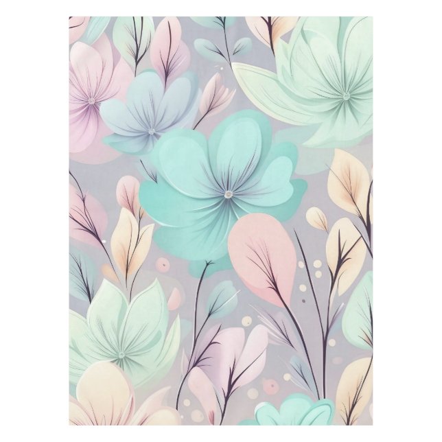 Nappe Fleurs pastel et Feuilles sur Arrière - plan viole (Devant)