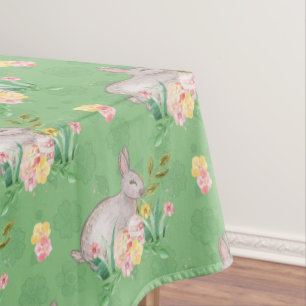 Nappe Fleurs printanières Bunny vintages Pastel Green Pâ