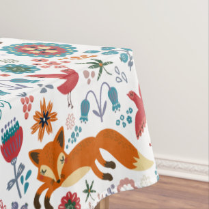 Nappe Fleurs Rétro mignonnes Foxes & Oiseaux Motif