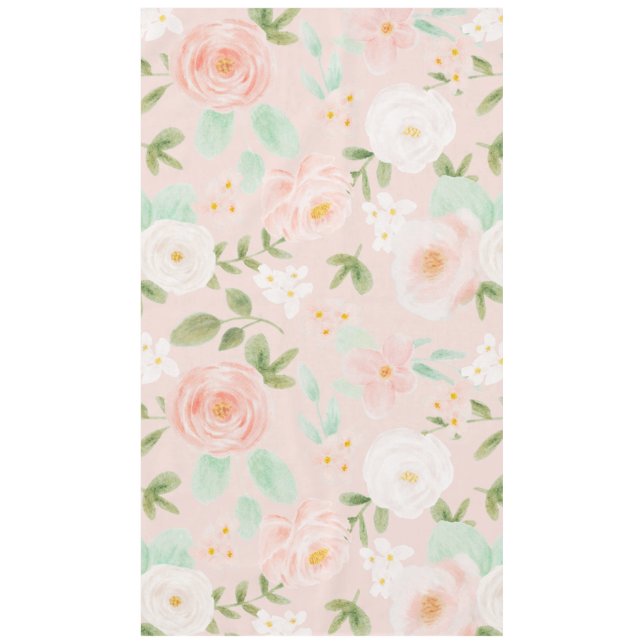 Nappe Fleurs Roses d'aquarelle en rose et en rose (Devant)