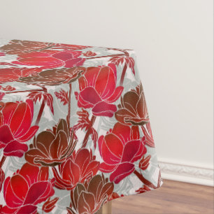 Nappe Fleurs Rouges Élégantes Et Féminines