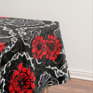 Nappe Fleurs rouges et dentelle noire Motif sans couture
