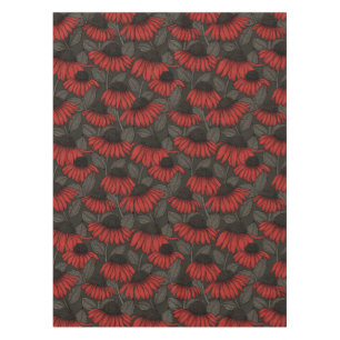 Nappe Fleurs rouges sur marron