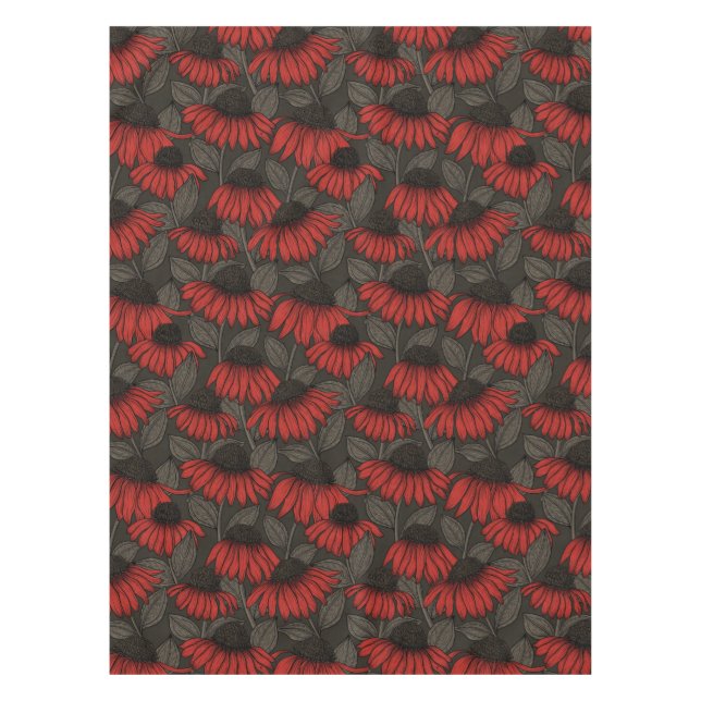 Nappe Fleurs rouges sur marron (Devant)