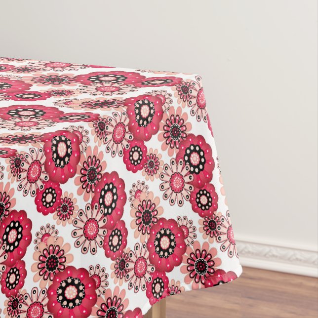 Nappe Fleurs rustique rétro rouge et blanc (In Situ)