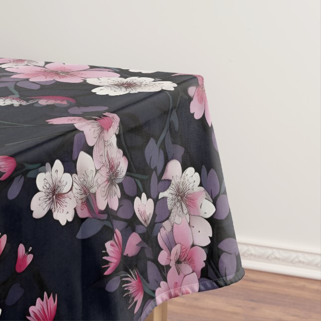 Nappe Fleurs Sakura Roses Noires, Design Motif, (In Situ)