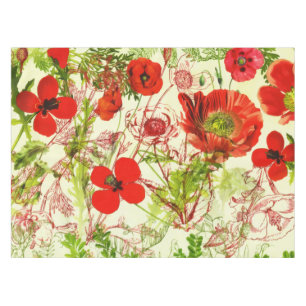 Nappe Fleurs sauvages d'été des Vintages pavots Red Gr