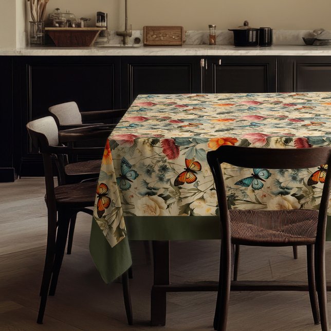 Nappe Fleurs sauvages et papillons Boho modernes (Modern Boho wild flowers and butterflies Tablecloth)
