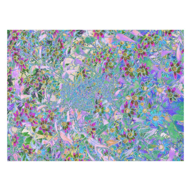 Nappe Fleurs sauvages rétro violettes, vertes et bleues  (Devant (Horizontal))