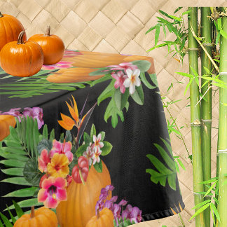 Nappe Fleurs Tropicales Citrouilles Thanksgiving