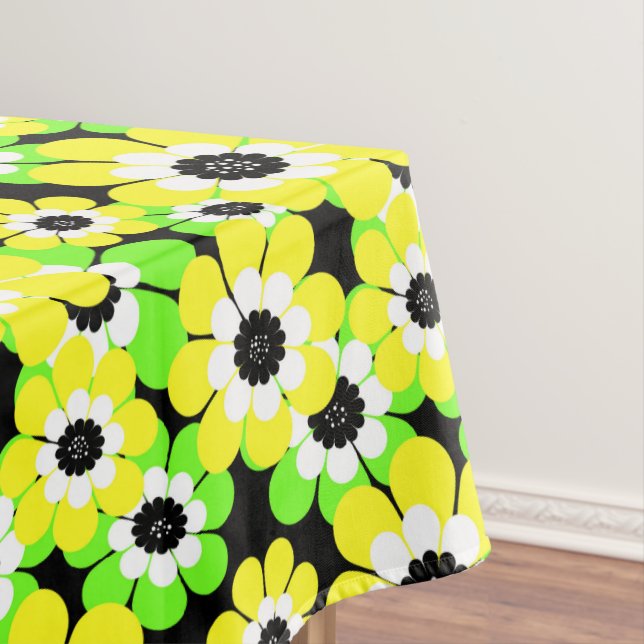Nappe Fleurs vert jaune, fleurs, motif floral, (In Situ)