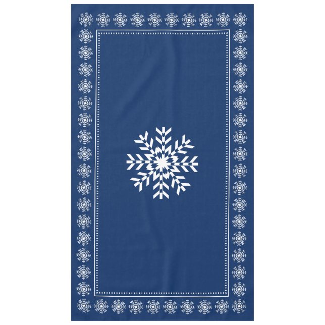 Nappe Flocon de neige bleu-foncé et blanc scandinave (Devant)